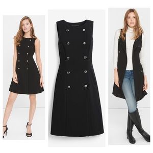 WHBM black double breasted a-line dress